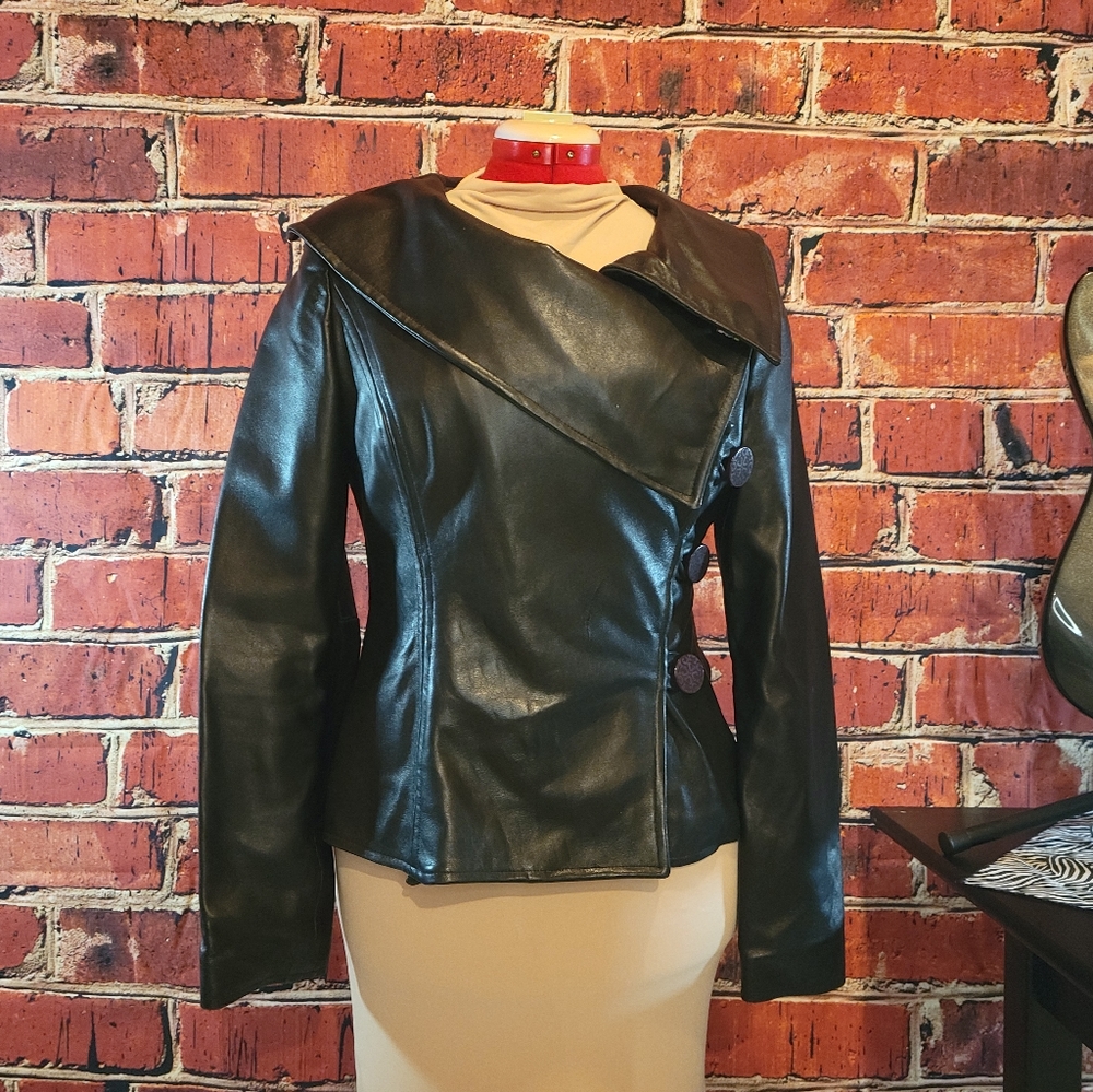 Unique Fitted Asymmetrical Lambskin Jacket